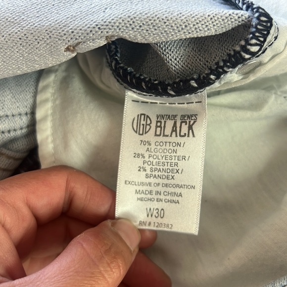 Vintage Genes Black Slim Fit Blue Medium Wash Bermuda Denim Shorts Size W30 - Picture 10 of 16